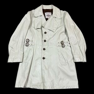 Vintage GraIs White Trench Coat Leather Jacket Men's 44 Minor Flaws